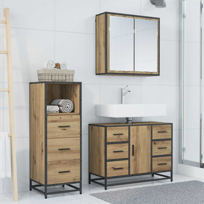 Set di mobili per il bagno 3 pz Rovere artigianale | homemem39