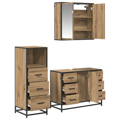Set di mobili per il bagno 3 pz Rovere artigianale | homemem39