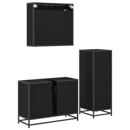 Set di mobili per il bagno 3 pcs Rovere Nero Legno multistrato | homemem39