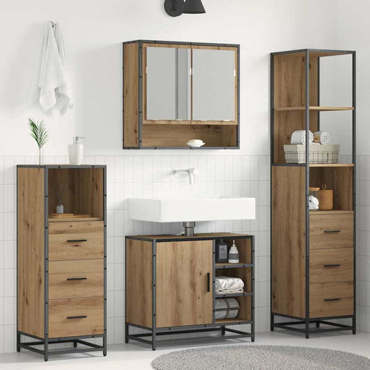 Set di mobili per il bagno 4 pz Rovere artigianale | homemem39