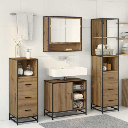 Set di mobili per il bagno con porta 4 pcs Rovere artigianale