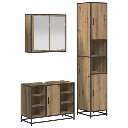 Set di mobili per il bagno 3 pz Rovere artigianale | homemem39