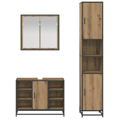 Set di mobili per il bagno 3 pz Rovere artigianale | homemem39