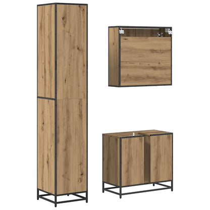 Set di mobili per il bagno 3 pz Rovere artigianale | homemem39