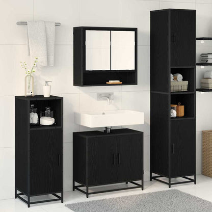 Set di mobili per il bagno 3 pcs Rovere Nero Legno multistrato | homemem39
