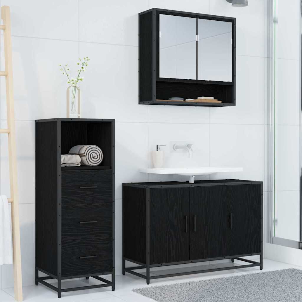 Set di mobili per il bagno con cassetto 2 pcs Legno vecchio