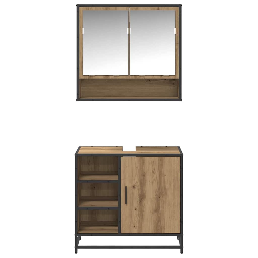 Set di mobili per il bagno 2 pz Rovere artigianale | homemem39