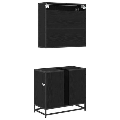 Set di mobili per il bagno 2 pcs Rovere Nero Legno multistrato | homemem39