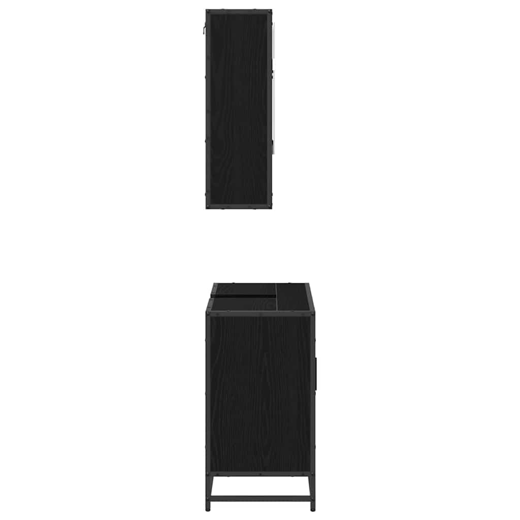 Set di mobili per il bagno 2 pcs Rovere Nero Legno multistrato | homemem39