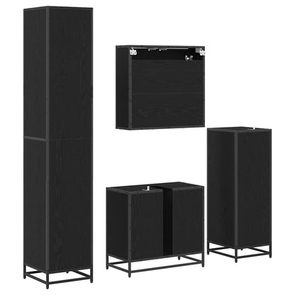 Set di mobili per il bagno 4 pcs Rovere Nero Legno multistrato | homemem39