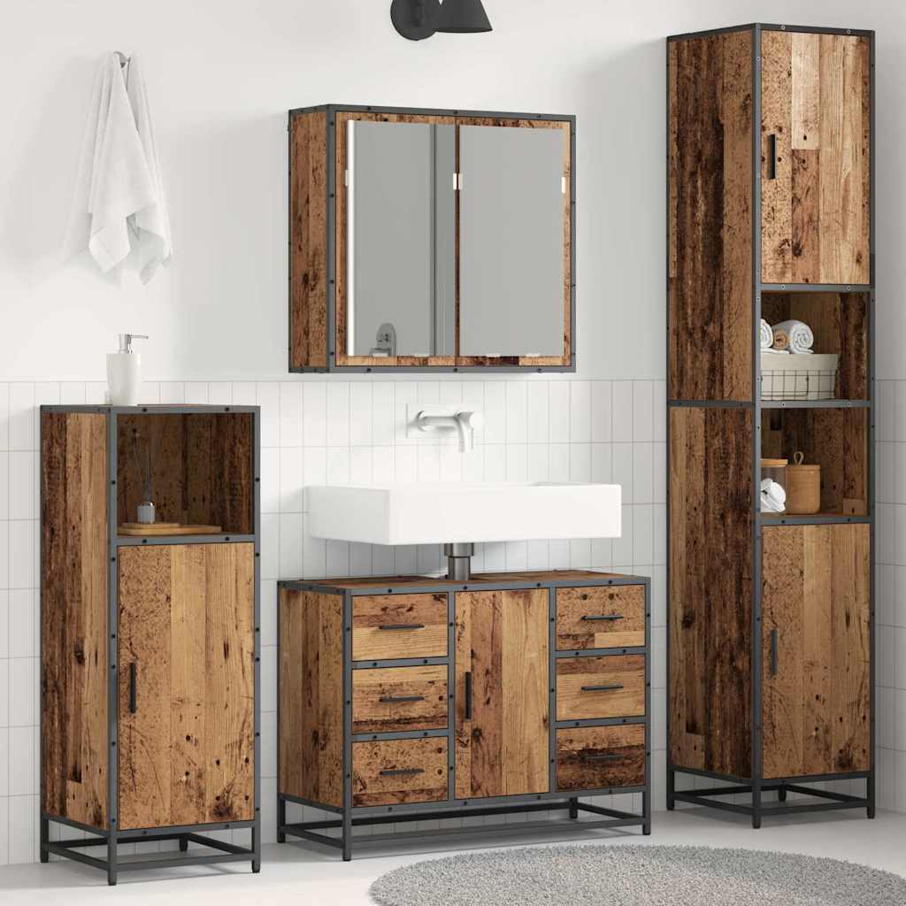 Set di mobili per il bagno con cassetto 3 pcs Legno vecchio | homemem39