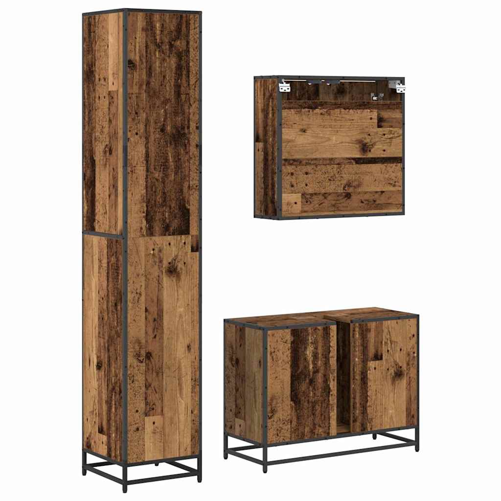Set di mobili per il bagno con cassetto 3 pcs Legno vecchio | homemem39