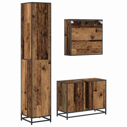 Set di mobili per il bagno con cassetto 3 pcs Legno vecchio | homemem39