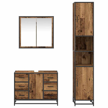 Set di mobili per il bagno con cassetto 3 pcs Legno vecchio | homemem39
