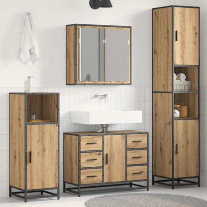 Set di mobili per il bagno 3 pz Rovere artigianale | homemem39