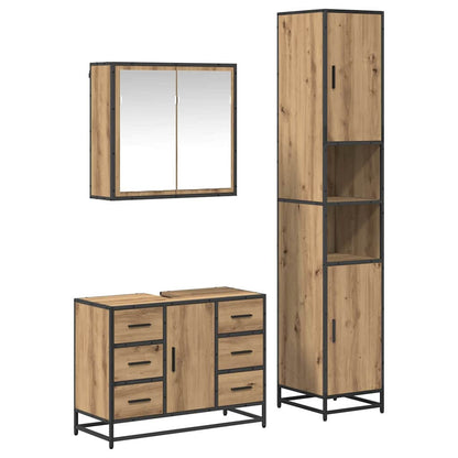 Set di mobili per il bagno 3 pz Rovere artigianale | homemem39