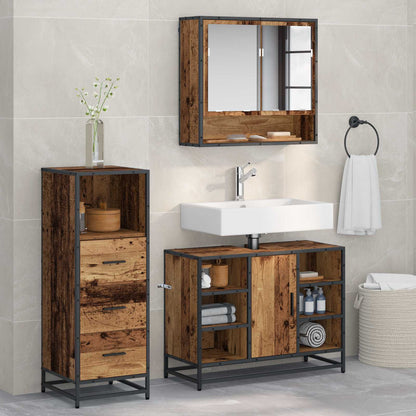 Set di mobili per il bagno con cassetto 3 pcs Legno vecchio | homemem39