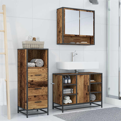 Set di mobili per il bagno con cassetto 3 pcs Legno vecchio | homemem39
