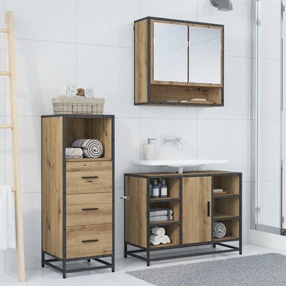 Set di mobili per il bagno con porta 3 pcs Rovere artigianale