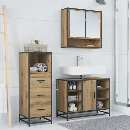 Set di mobili per il bagno 3 pz Rovere artigianale | homemem39