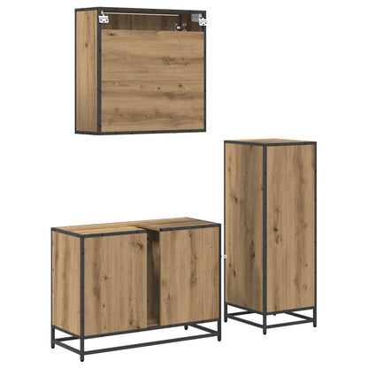 Set di mobili per il bagno 3 pz Rovere artigianale | homemem39
