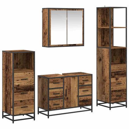 Set di mobili per il bagno con cassetto 4 pcs Legno vecchio | homemem39