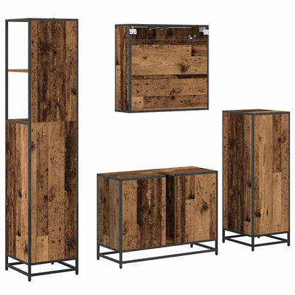 Set di mobili per il bagno con cassetto 4 pcs Legno vecchio | homemem39