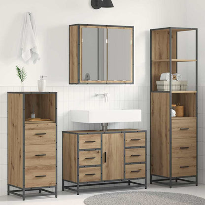 Set di mobili per il bagno 4 pz Rovere artigianale | homemem39