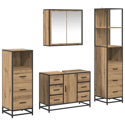 Set di mobili per il bagno 4 pz Rovere artigianale | homemem39
