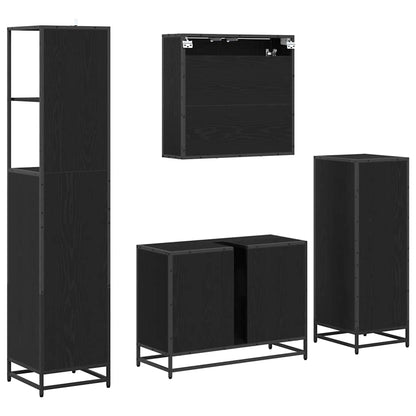 Set di mobili per il bagno 4 pcs Rovere Nero Legno multistrato | homemem39