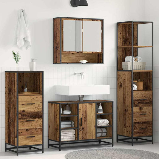 Set di mobili per il bagno con cassetto 3 pcs Legno vecchio | homemem39