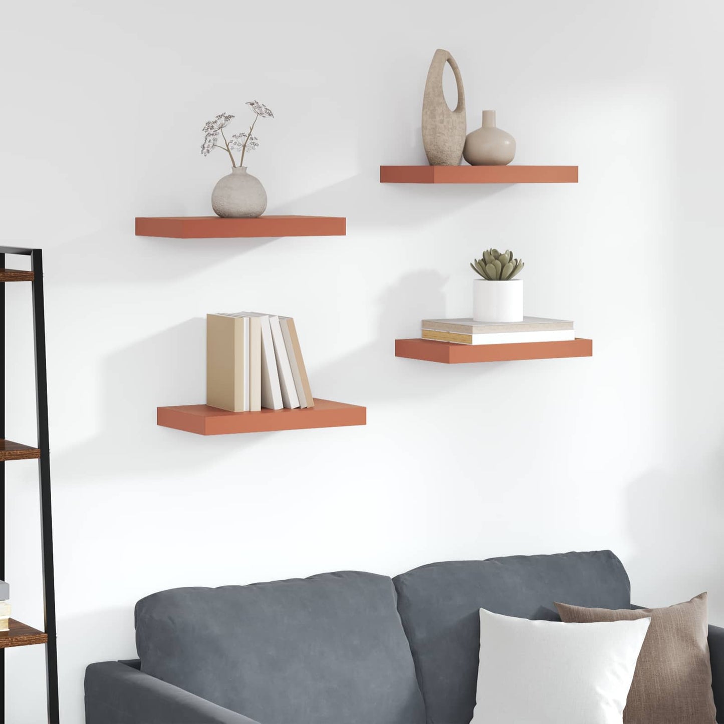 Scaffale da parete 4 pcs Rosso 40 x 23,5 x 4 cm
