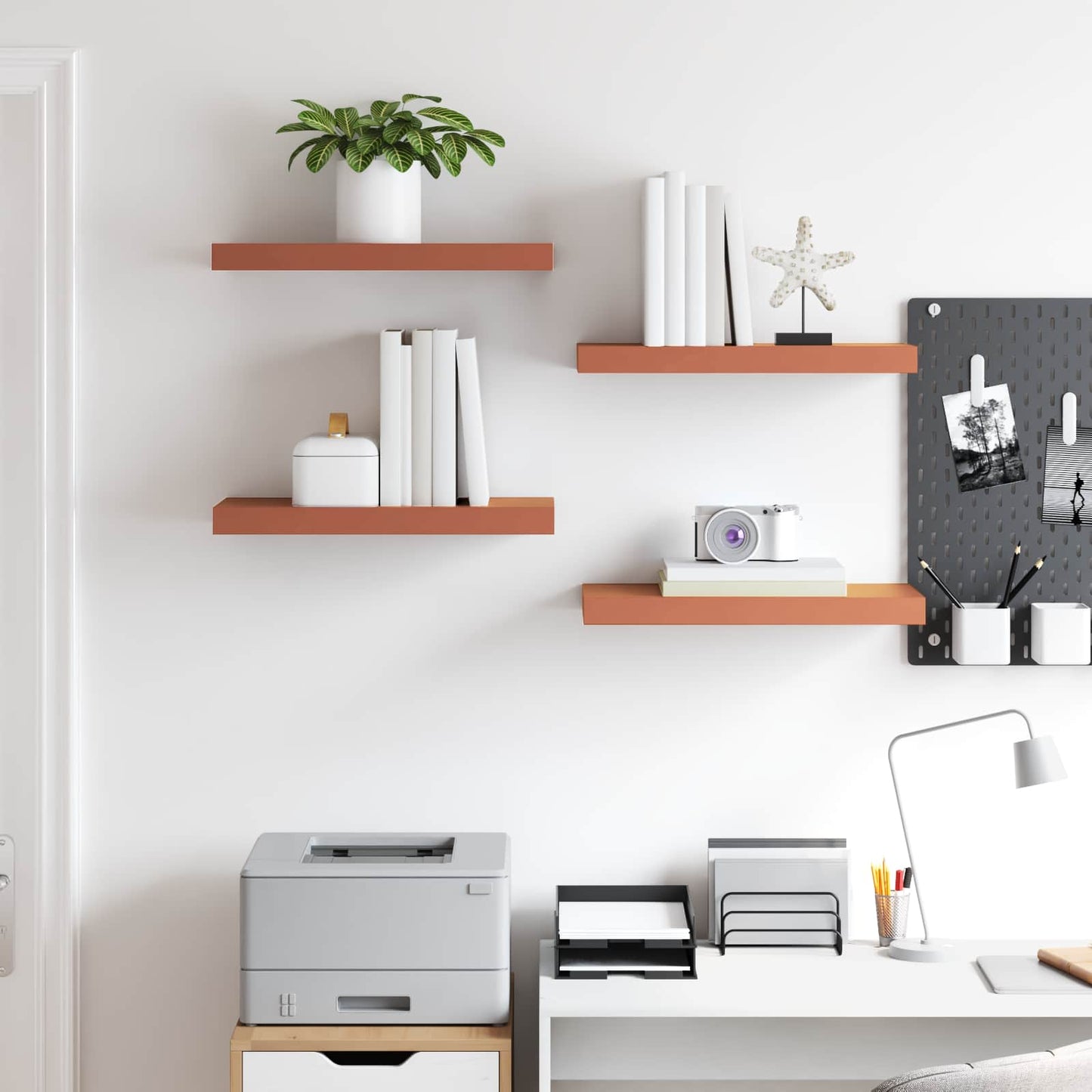 Scaffale da parete 4 pcs Rosso 50 x 23 x 4 cm Legno multistrato