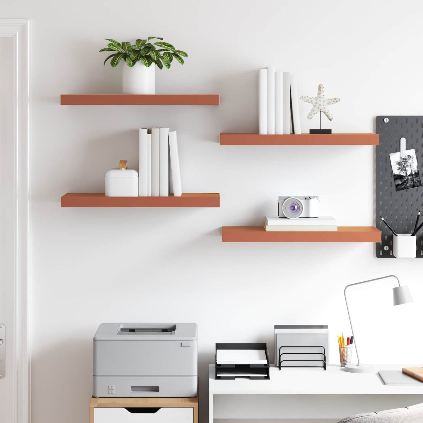 Scaffale da parete 4 pcs Rosso 50 x 23 x 4 cm Legno multistrato