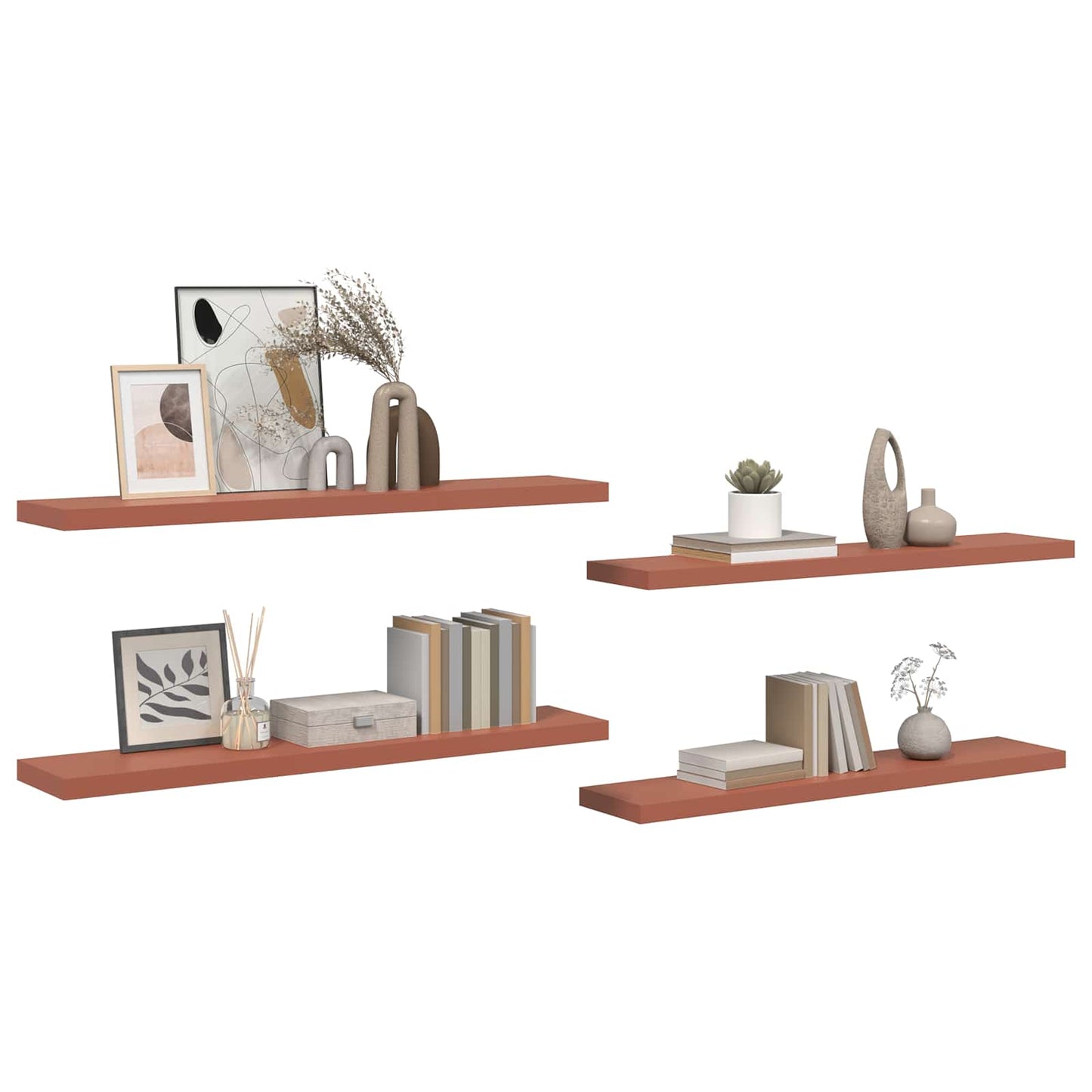 Scaffale da parete 4 pcs Rosso 120 x 23,5 x 4 cm