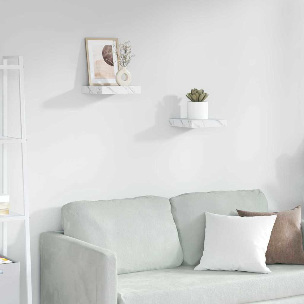 Scaffale da parete 2 pcs Marmo Bianco 23 x 23,5 x 4 cm