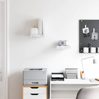 Scaffale da parete 2 pcs Marmo Bianco 23 x 23,5 x 4 cm