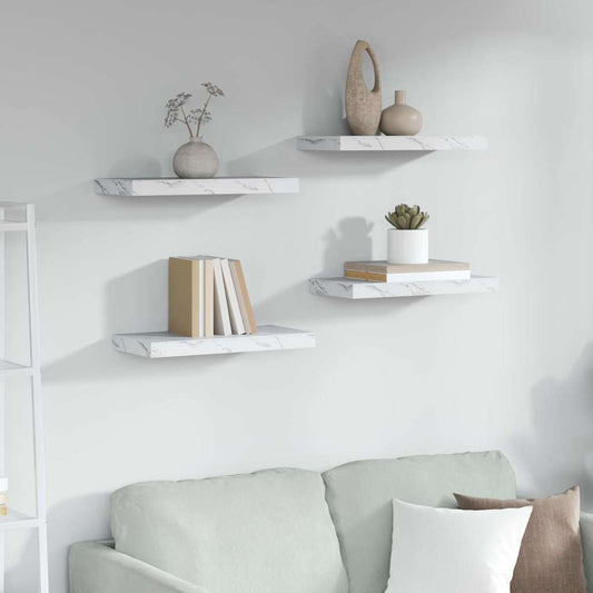Scaffale da parete 4 pz Marmo Bianco 50 x 23,5 x 3,8 cm