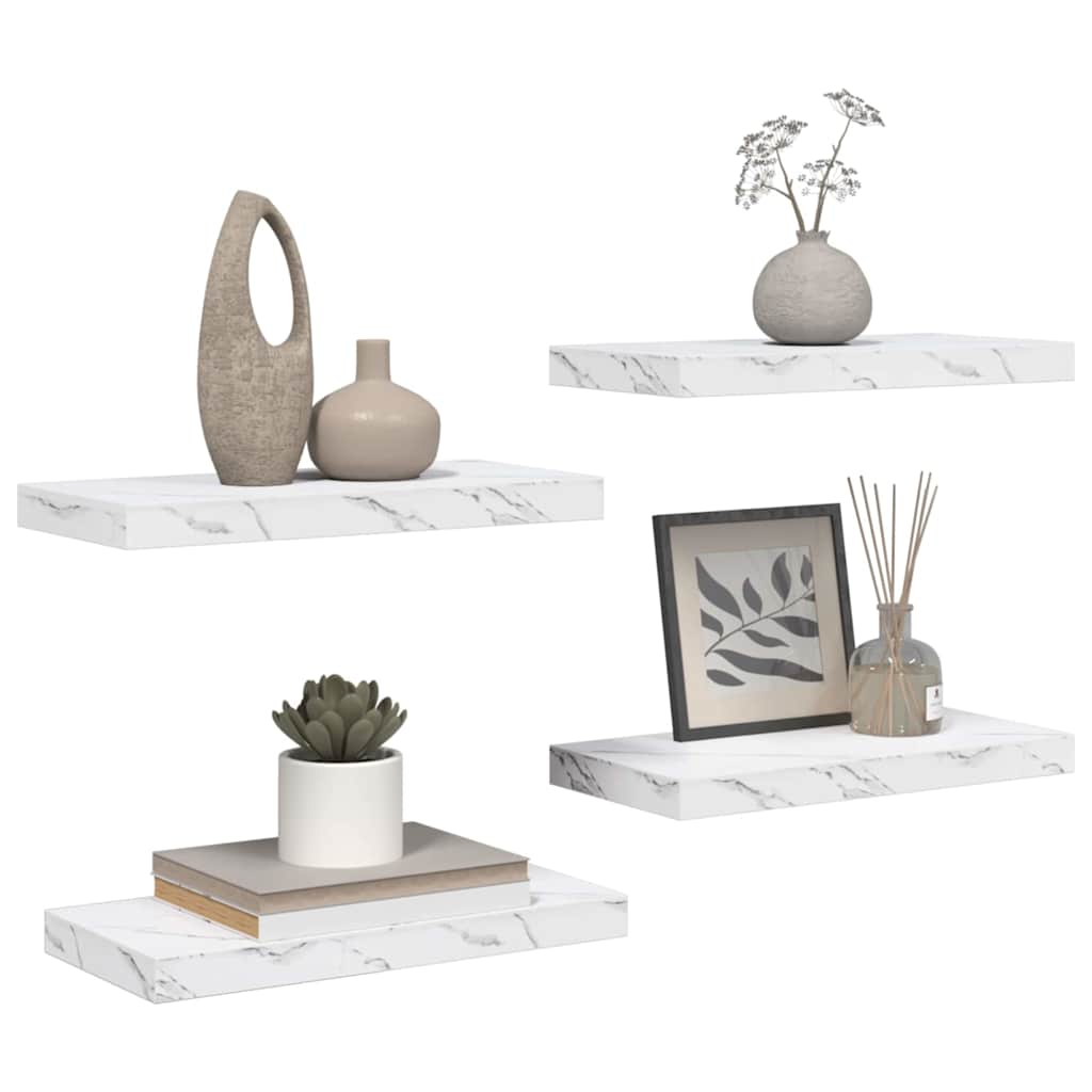 Scaffale da parete 4 pcs Marmo Bianco 50 x 23,5 x 4 cm