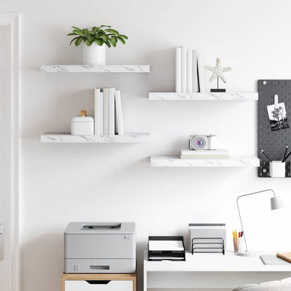 Scaffale da parete 4 pcs Marmo Bianco 50 x 23 x 4 cm