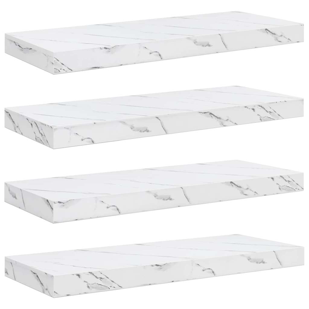 Scaffale da parete 4 pcs Marmo Bianco 60 x 23 x 4 cm