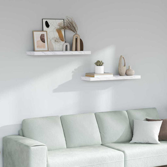 Scaffale da parete 2 pcs Marmo Bianco 80 x 23,5 x 4 cm