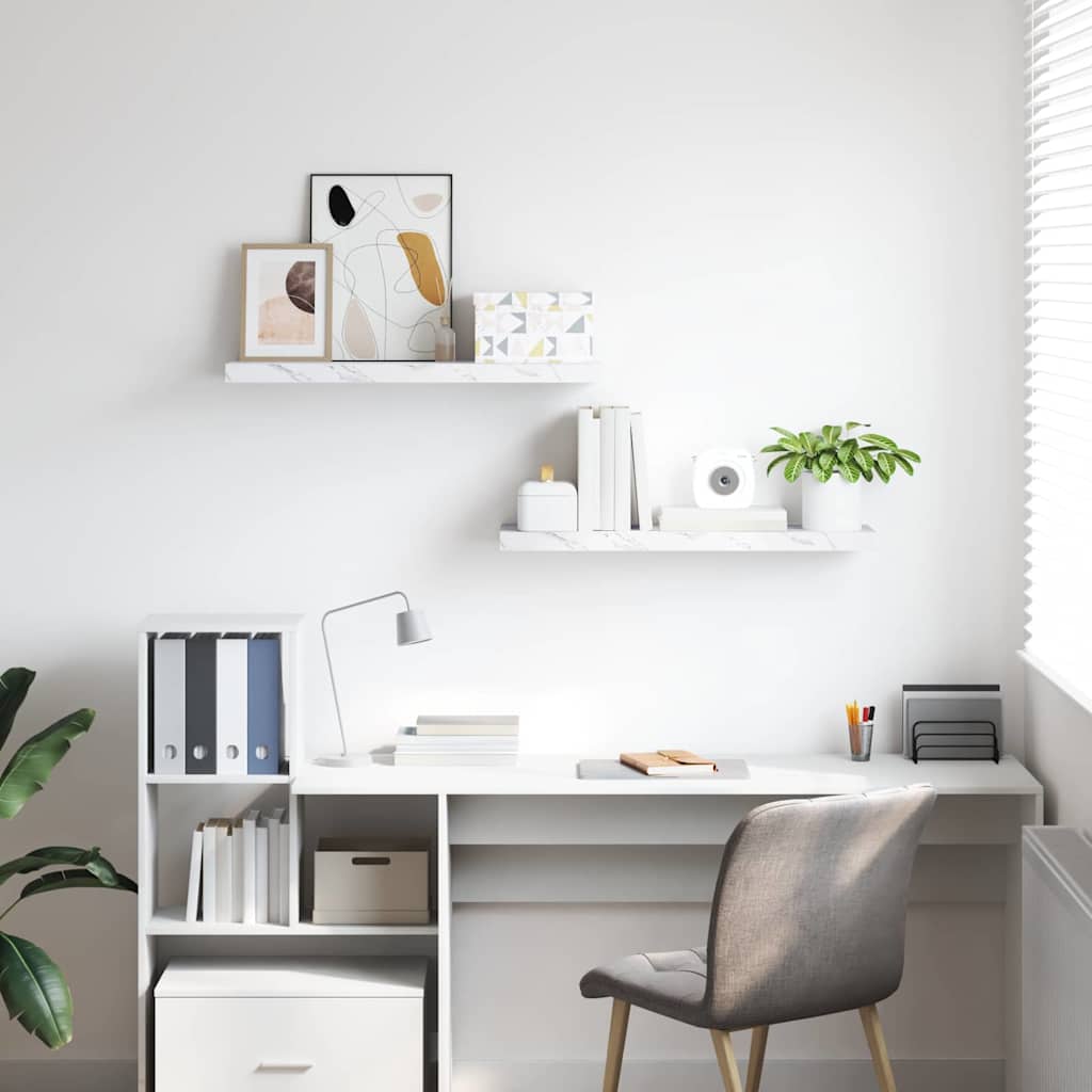 Scaffale da parete 2 pcs Marmo Bianco 80 x 23,5 x 4 cm