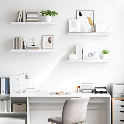 Scaffale da parete 4 pcs Marmo Bianco 80 x 23,5 x 4 cm