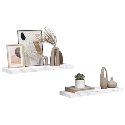 Scaffale da parete 2 pcs Marmo Bianco 90 x 23,5 x 4 cm