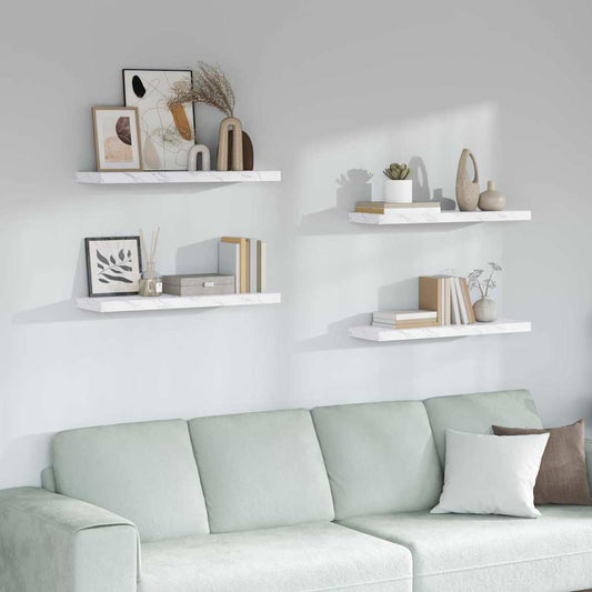 Scaffale da parete 4 pcs Marmo Bianco 90 x 23,5 x 4 cm
