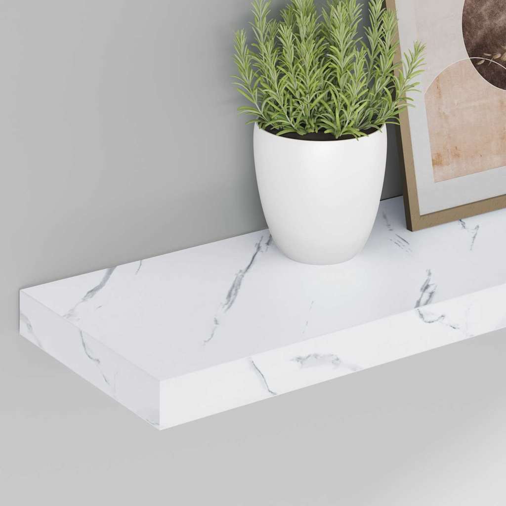 Scaffale da parete 2 pcs Marmo Bianco 120 x 23,5 x 4 cm