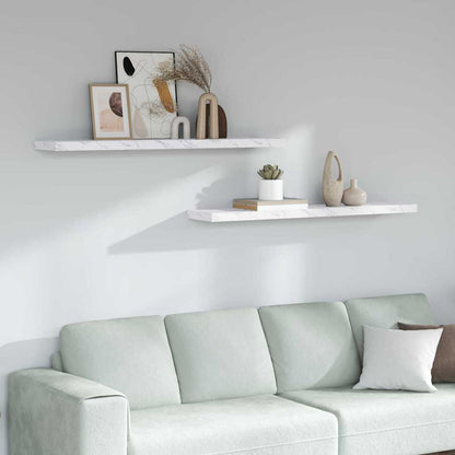 Scaffale da parete 2 pcs Marmo Bianco 120 x 23,5 x 4 cm