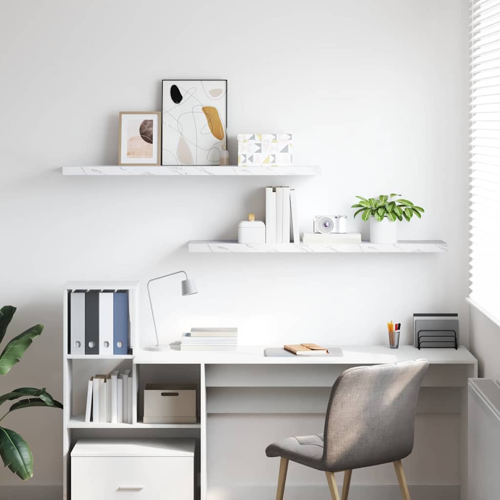 Scaffale da parete 2 pcs Marmo Bianco 120 x 23,5 x 4 cm