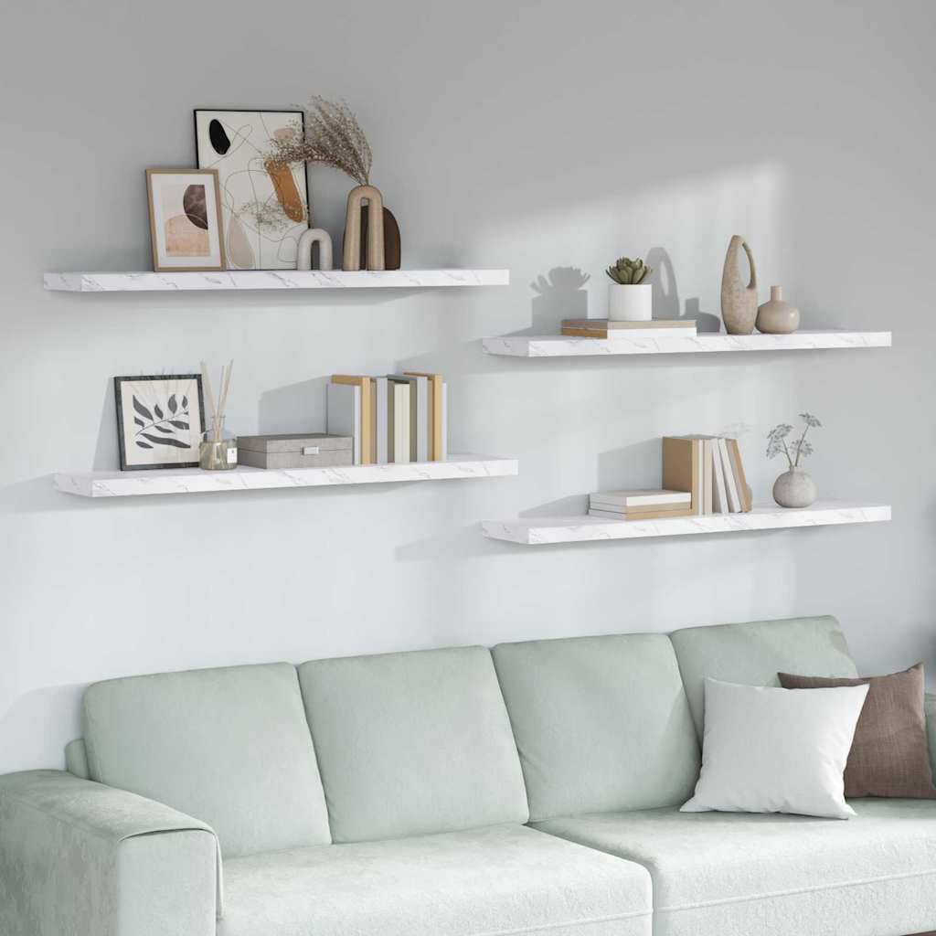 Scaffale da parete 4 pcs Marmo Bianco 120 x 23,5 x 4 cm